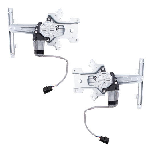 Pair Set Rear Power Window Lift Regulators w/Motors Assemblies Compatible with 08-11 Lancer Evolution Sportback 5743A108 135-50259R
