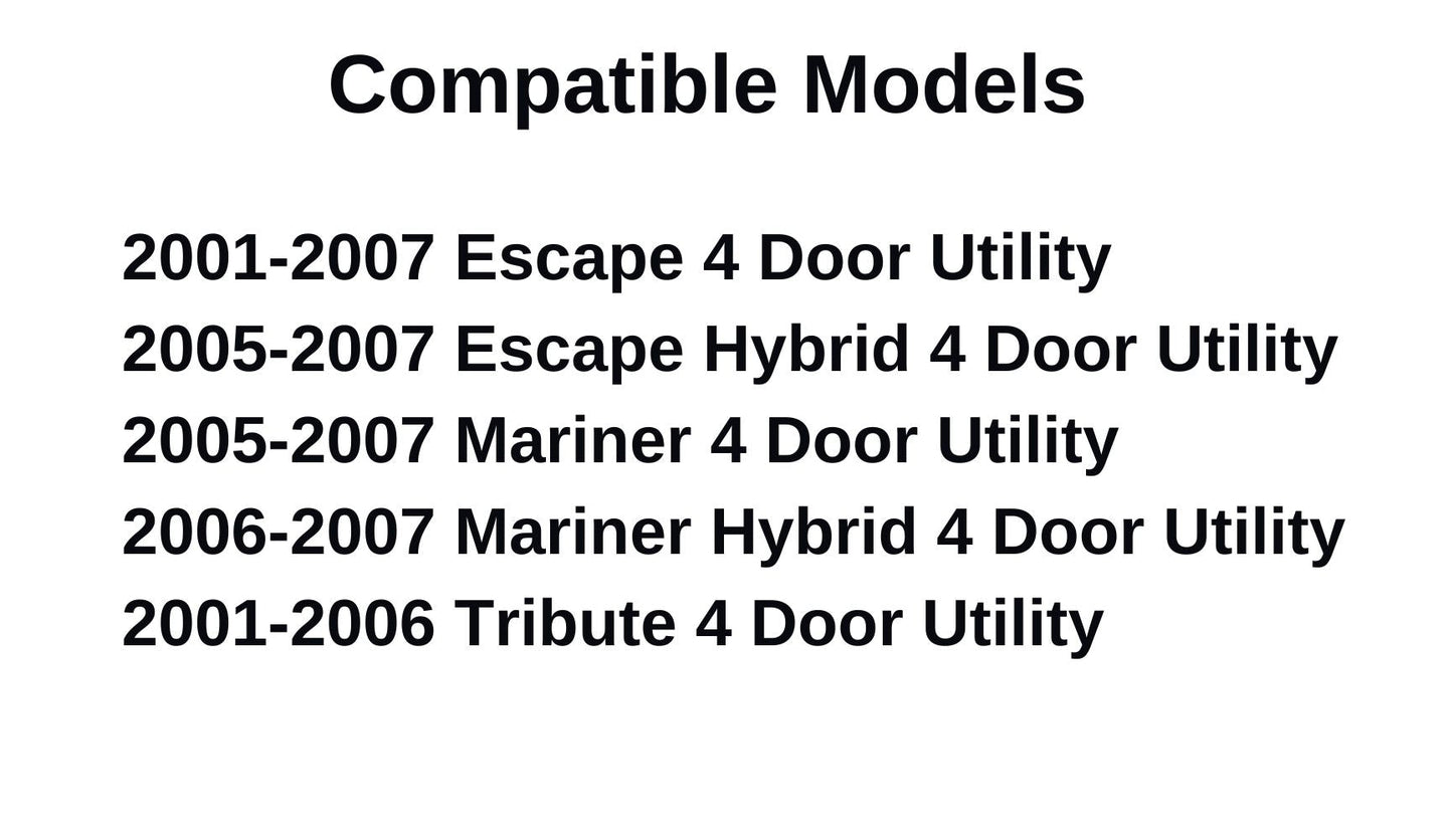 Passenger Right Side Front Door Window Door Glass Compatible with Mazda Tribute 2001-2006 Models/Mercury Mariner 2005-2007 Models/Ford Escape 2001-2007 Models