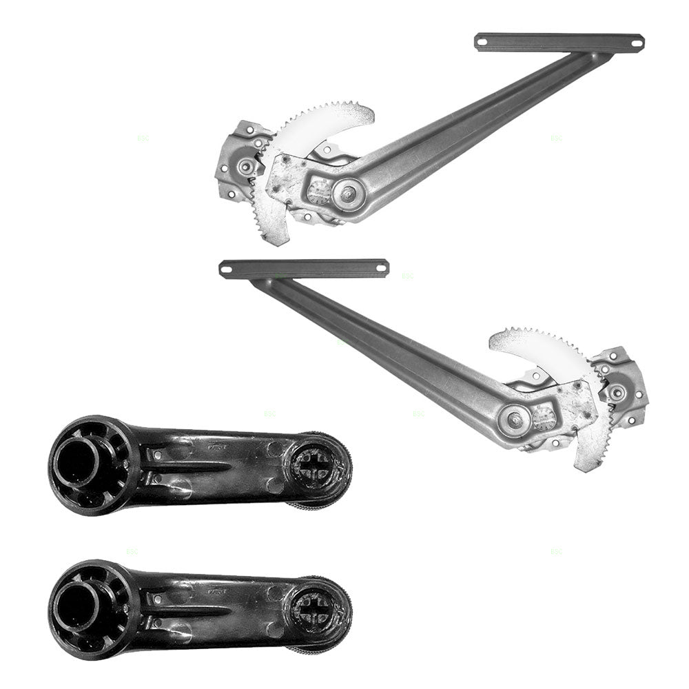 4 Pc Set of Manual Window Regulators & Crank Handles Compatible with 79-04 SUV Pickup Truck with Vent window 69802-89108 69801-89108