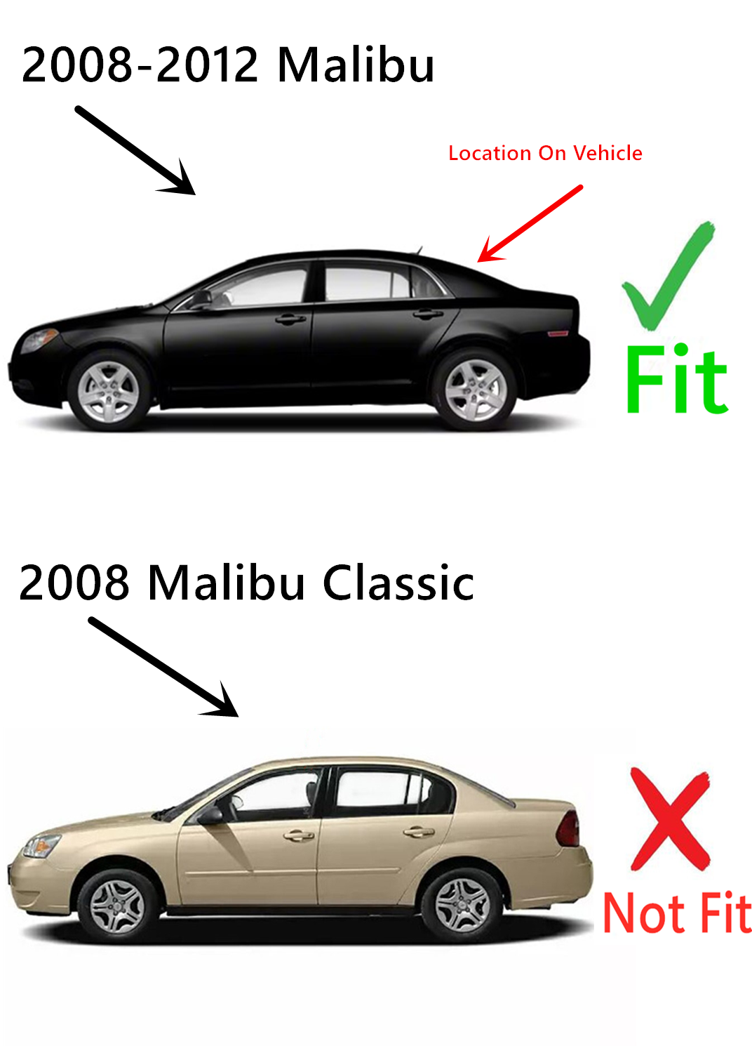 Heated Back Window Back Glass Compatible with Chevrolet Malibu 2008-2012 Models (Not For 2008 Malibu Classic)