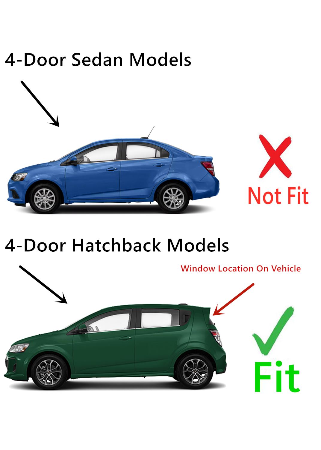 Heated Back Tailgate Window Back Glass Compatible with Chevrolet Sonic 2012-2020 4 Door Hatchback Models