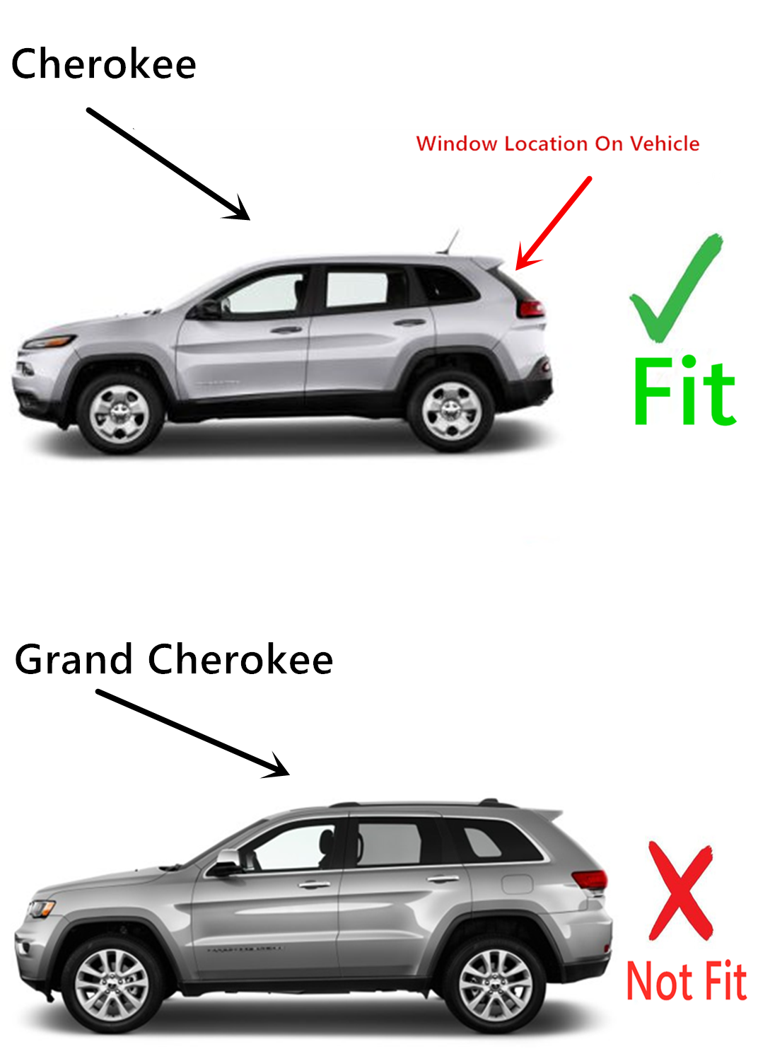 Heated Back Tailgate Window Back Glass Compatible with Jeep Cherokee 2014-2018 Models (Not For Grand Cherokee)