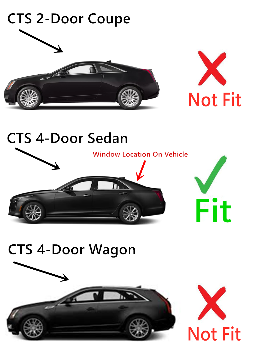 Heated Back Window Back Glass Compatible with Cadillac CTS 2014-2019 / CTS-V 2016-2019 4 Door Sedan Models