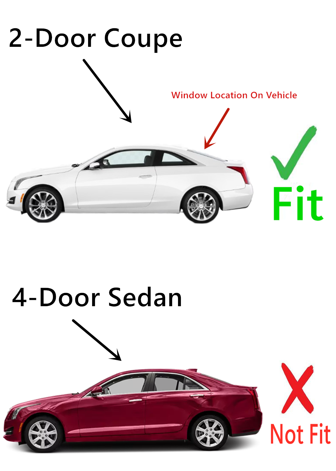 Heated Back Window Back Glass Compatible with Cadillac ATS/Cadillac ATS-V 2015-2019 2 Door Coupe Models