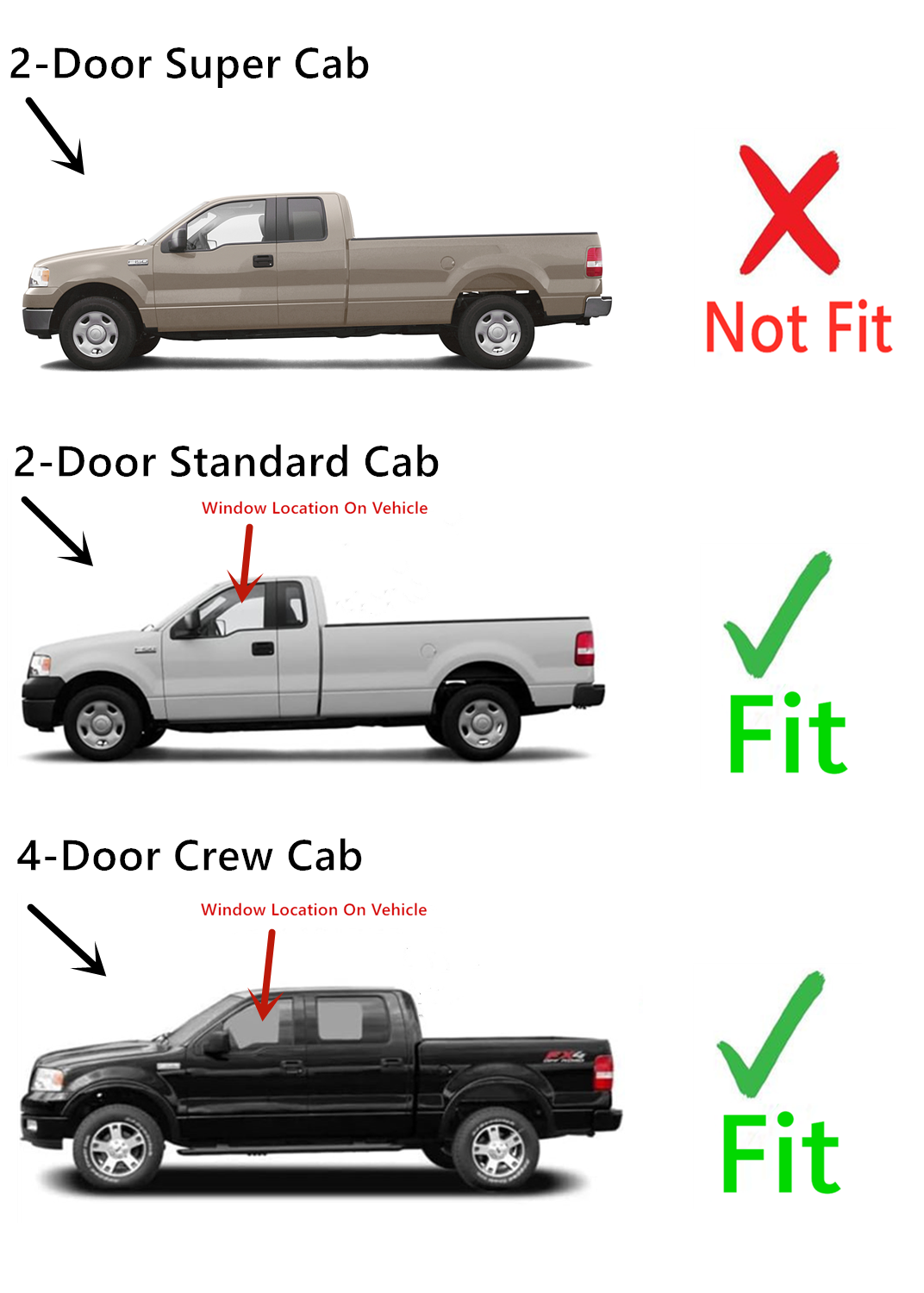 Driver Left Side Front Door Window Door Glass Compatible with Ford F150 2004-2008 2 Door Standard&4 Door Crew Cab Models/Ford Lobo 2004-2005 Models/Lincoln Mark LT 2006-2008 Models