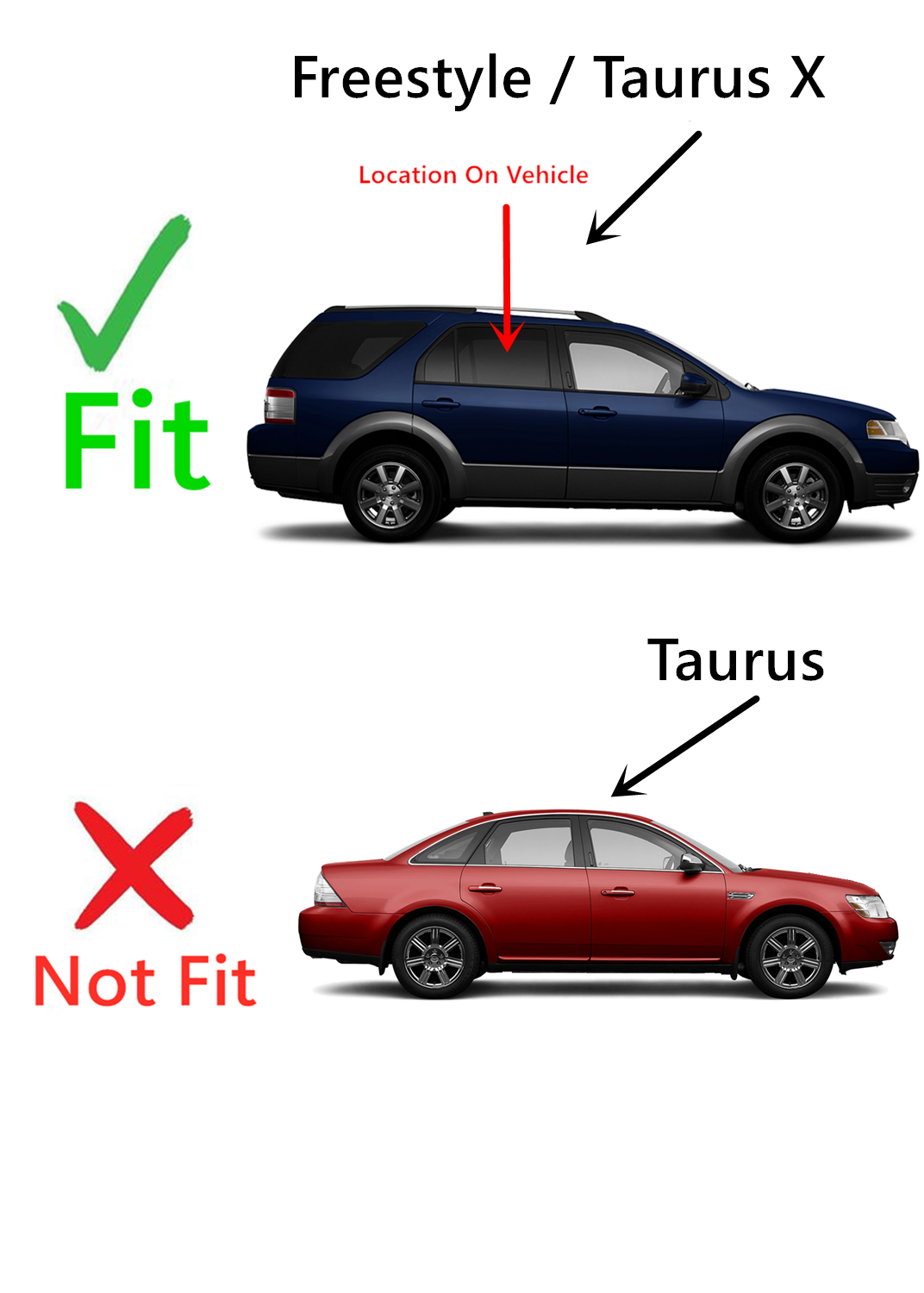 Privacy Passenger Right Side Rear Door Window Door Glass Compatible with Ford Freestyle 2005-2007 Models/Ford Taurus X 2008-2009 Models