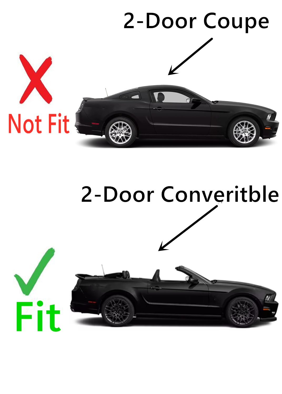 Passenger Right Side Door Window Door Glass Compatible with Ford Mustang 2 Door Convertible 2005-2014 Models