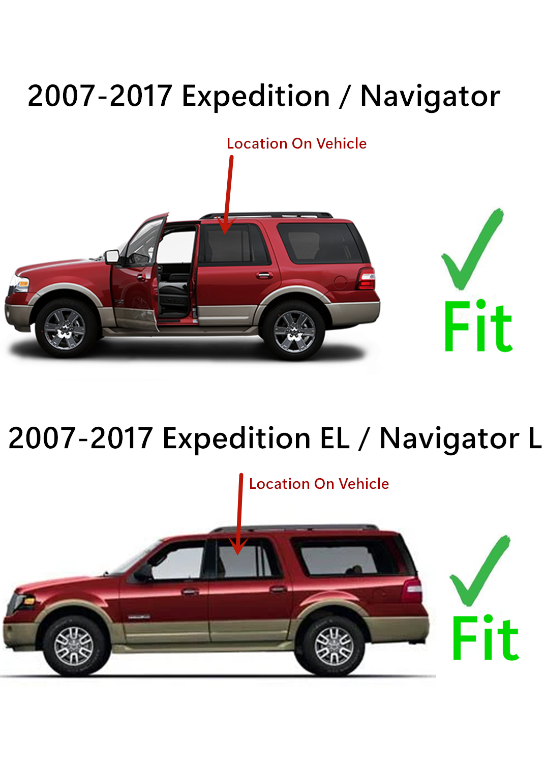 Driver Left Side Rear Door Window Door Glass Compatible with Ford Expedition/Lincoln Navigator 2007-2017 Models