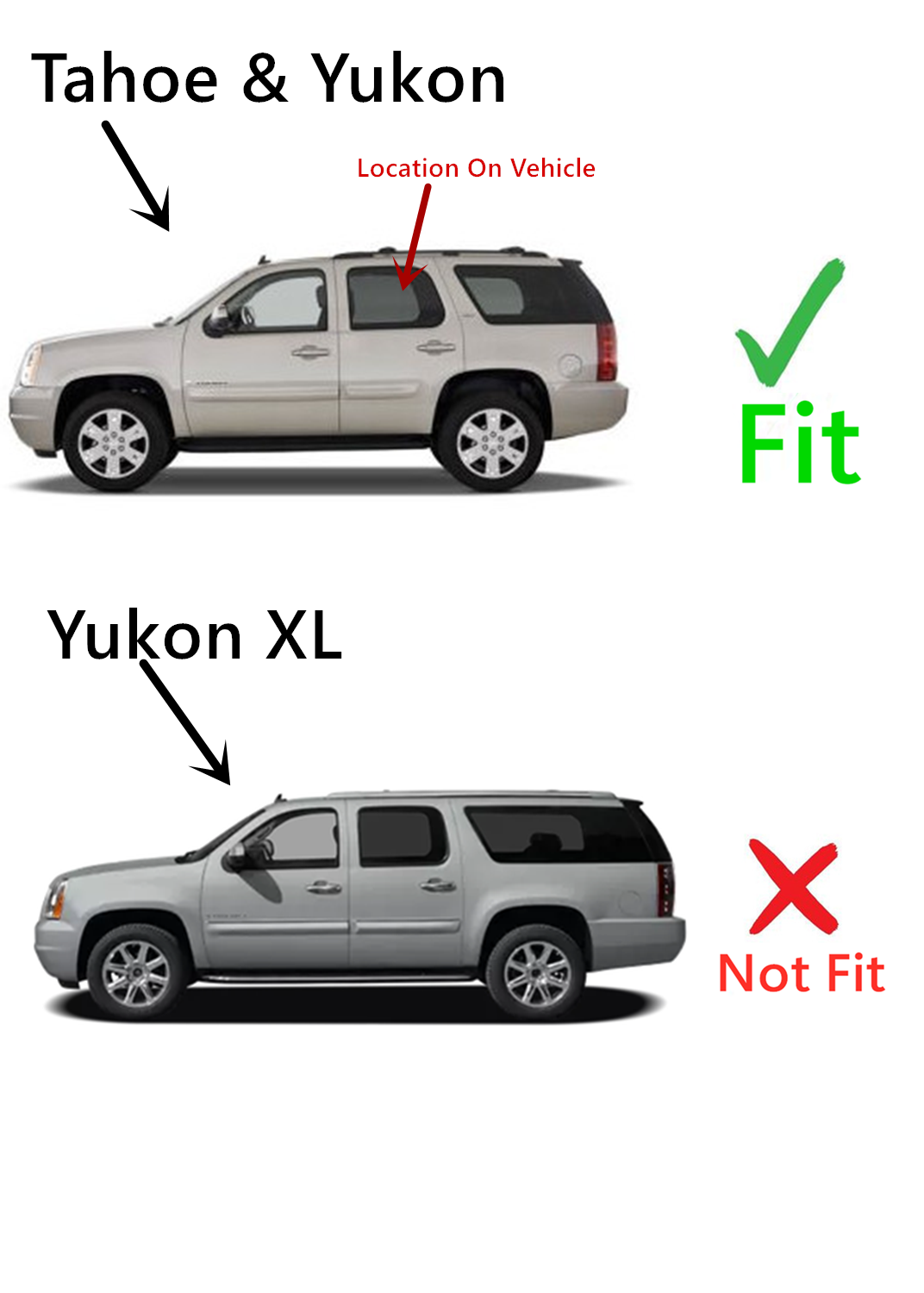 Driver Left Side Rear Door Window Door Glass Compatible with Chevrolet Tahoe/GMC Yukon/GMC Yukon Denali 2007-2014