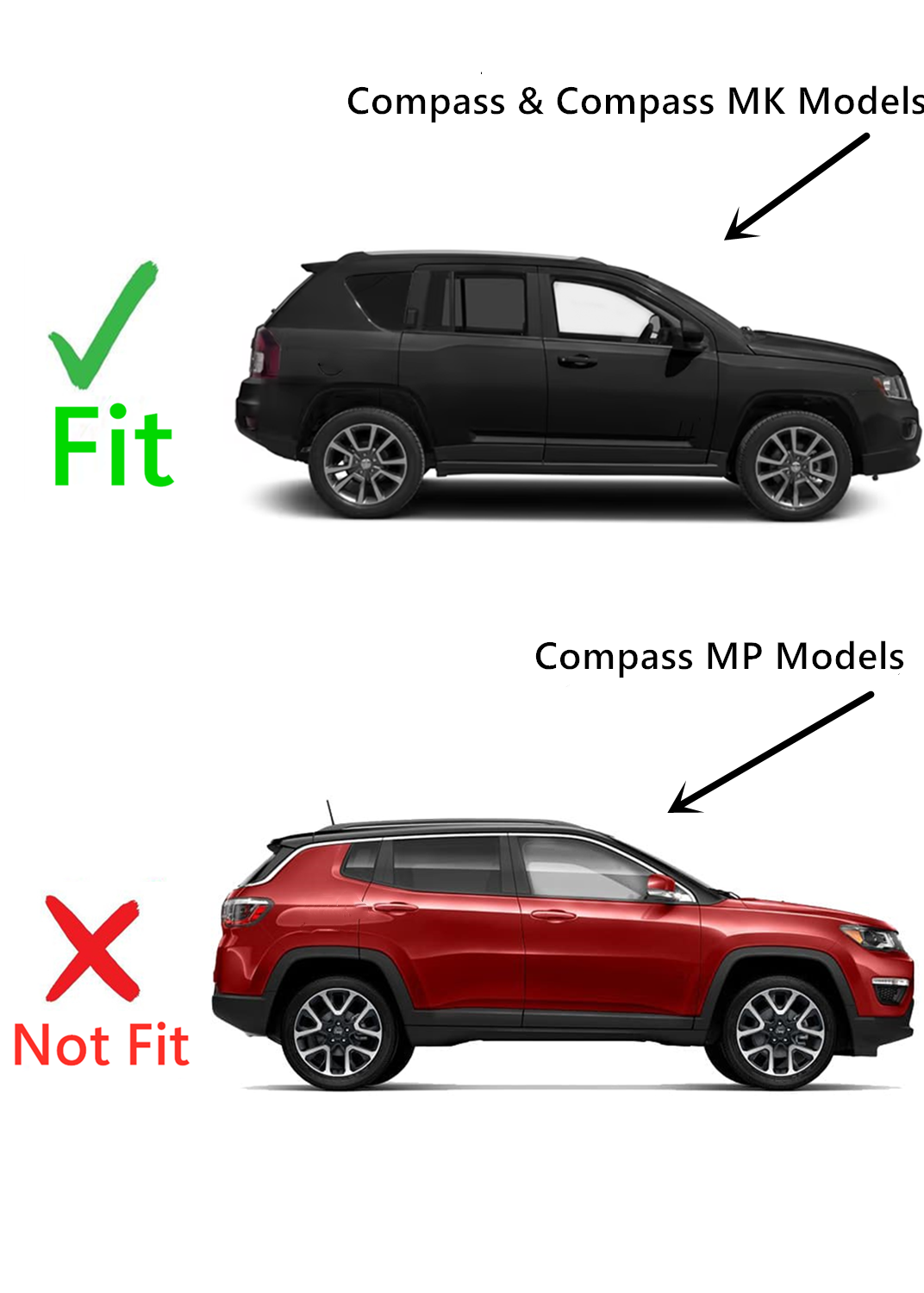 Passenger Right Side Rear Door Window Door Glass Compatible With Jeep Compass 2007-2016 Models/ Compass MK 2017 Models