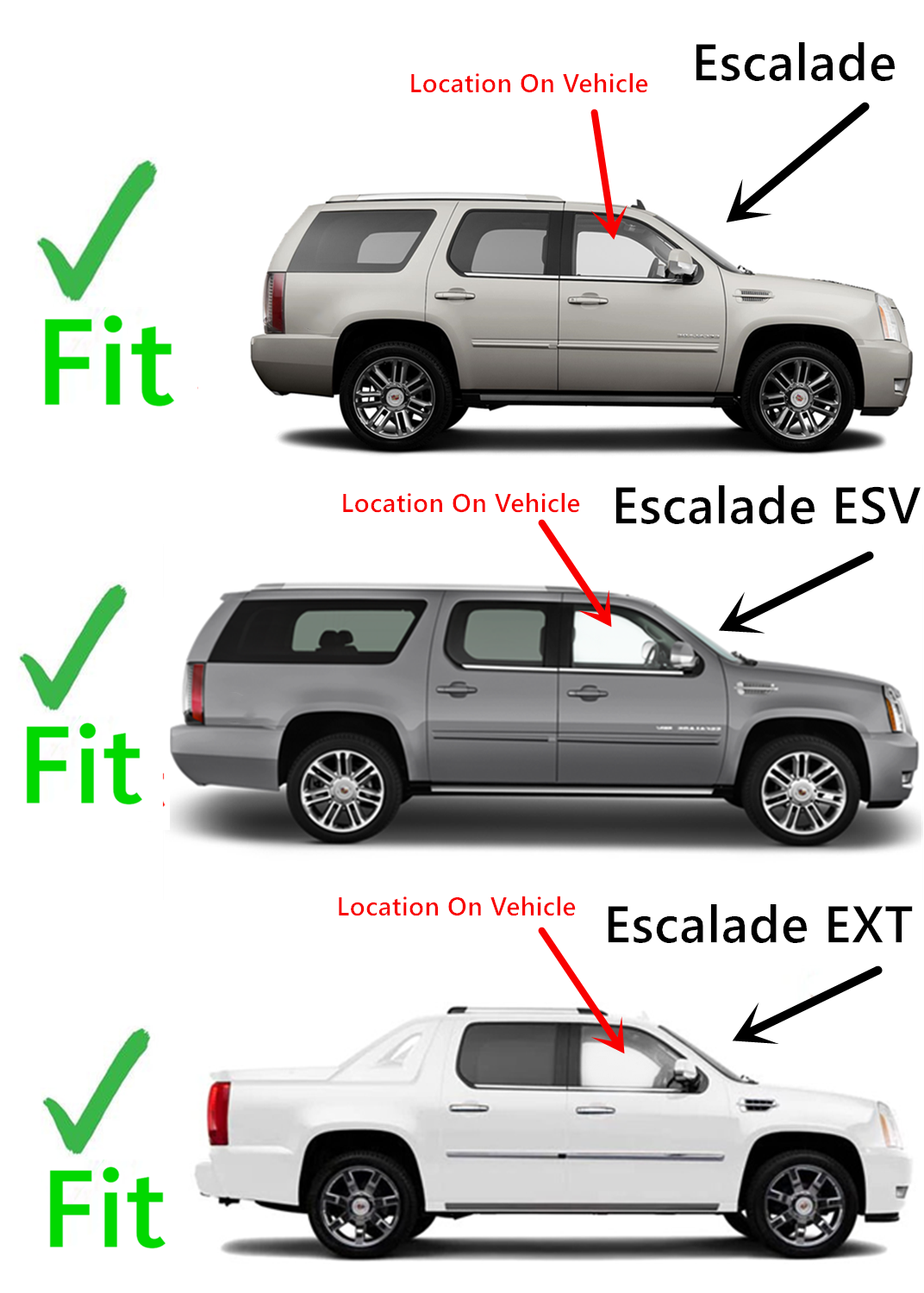 Passenger Right Side Front Door Window Door Glass Compatible with Cadillac Escalade 2007-2014 / Escalade EXT  Escalade ESV 2007-2010 Models