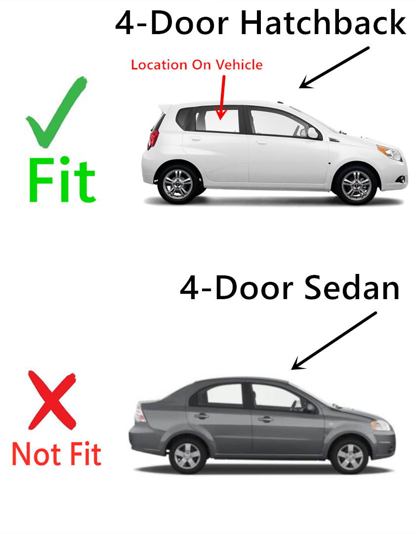 Passenger Right Side Rear Door Window Door Glass Compatible with Chevrolet Aveo5 4 Door Hatchback 2009-2011 Models