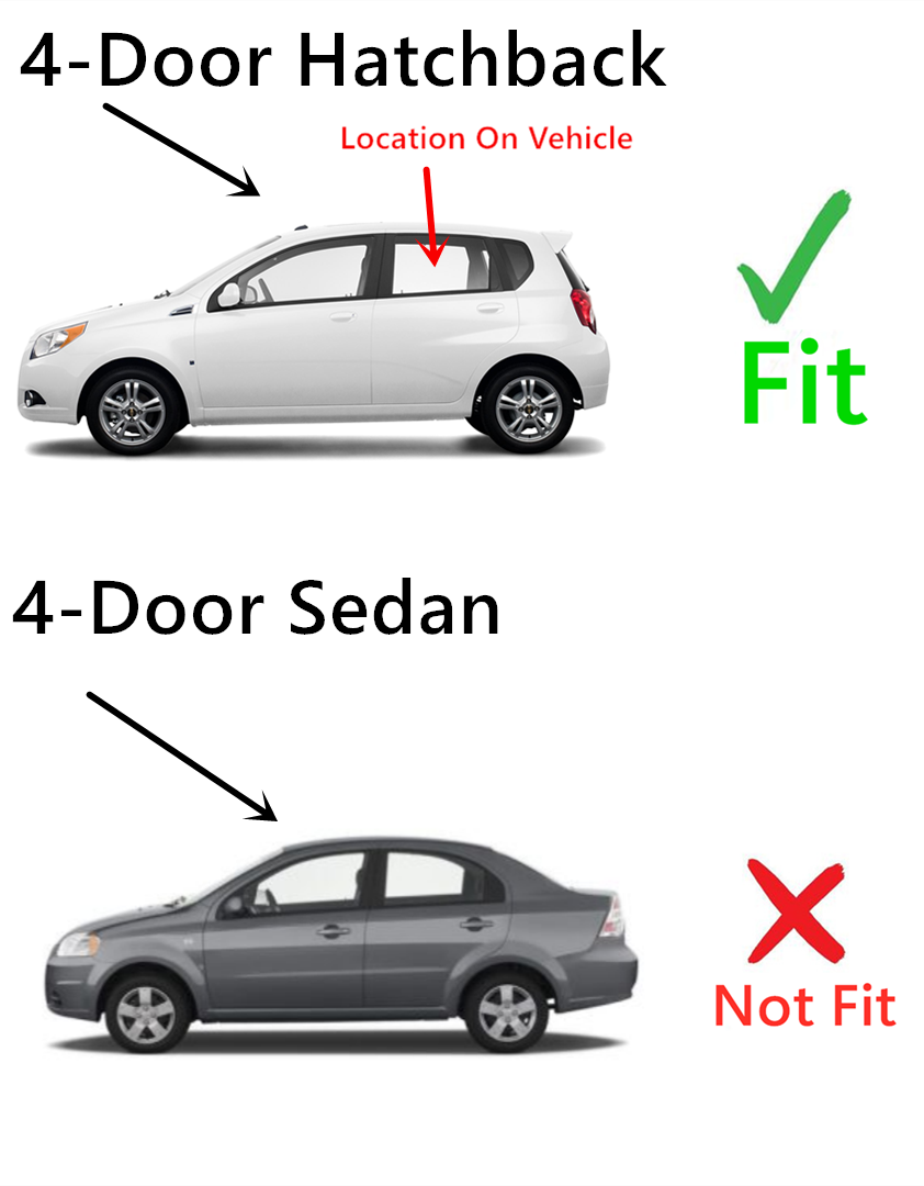 Driver Left Side Rear Door Window Door Glass Compatible with Chevrolet Aveo5 4 Door Hatchback 2009-2011 Models