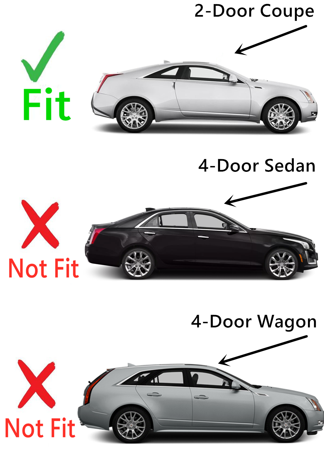 Passenger Right Side Door Window Door Glass Compatible with Cadillac CTS / CTS-V 2-Door Coupe 2011-2015 Models
