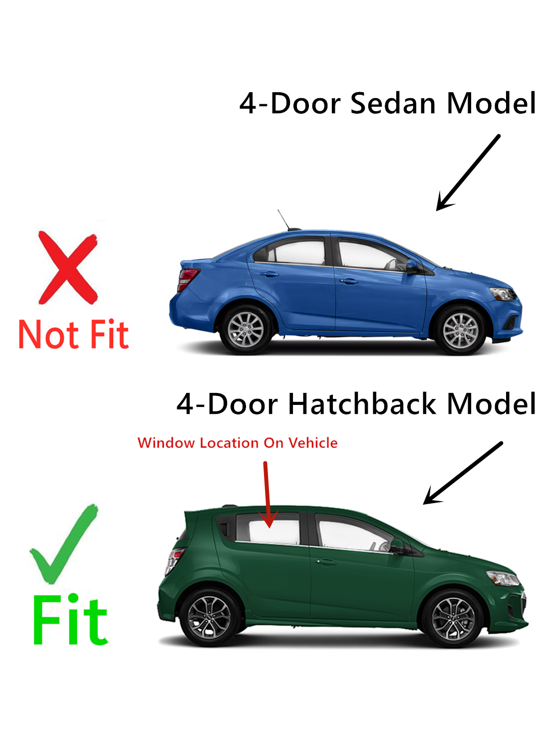 Passenger Right Side Rear Door Window Door Glass Compatible with Chevrolet Sonic 4 Door Hatchback 2012-2020 Models