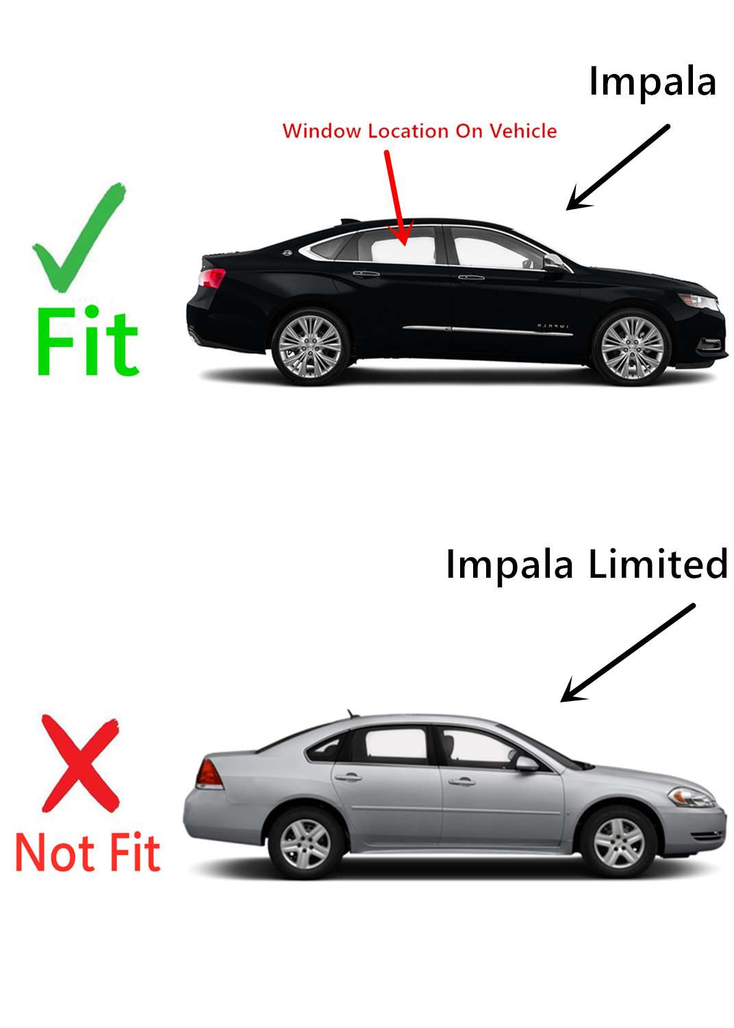 Passenger Right Side Rear Door Window Door Glass Compatible with Chevrolet Impala 2014-2020 Models (Not For Impala Limited)