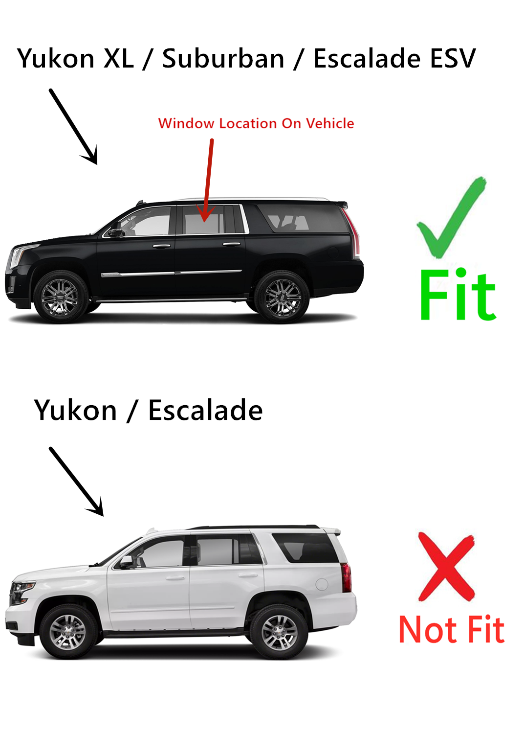 Driver Left Side Rear Door Window Door Glass Compatible with Cadillac Escalade ESV/Chevrolet Suburban/GMC Yukon XL 2015-2020 Models