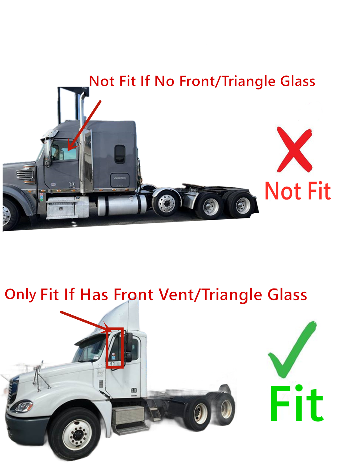 Front Door Window Door Glass Compatible with Freightliner Century Class C112 1996-2004 With Vent Models