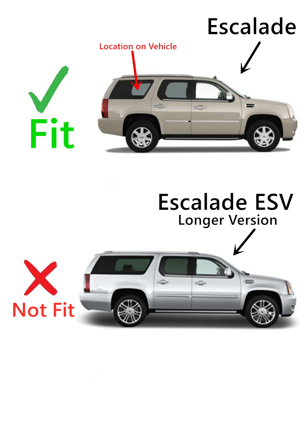Passenger Right Side Rear Quarter Window Quarter Glass Compatible with Cadillac Escalade 2007-2010 Models (Not For Escalade ESV)