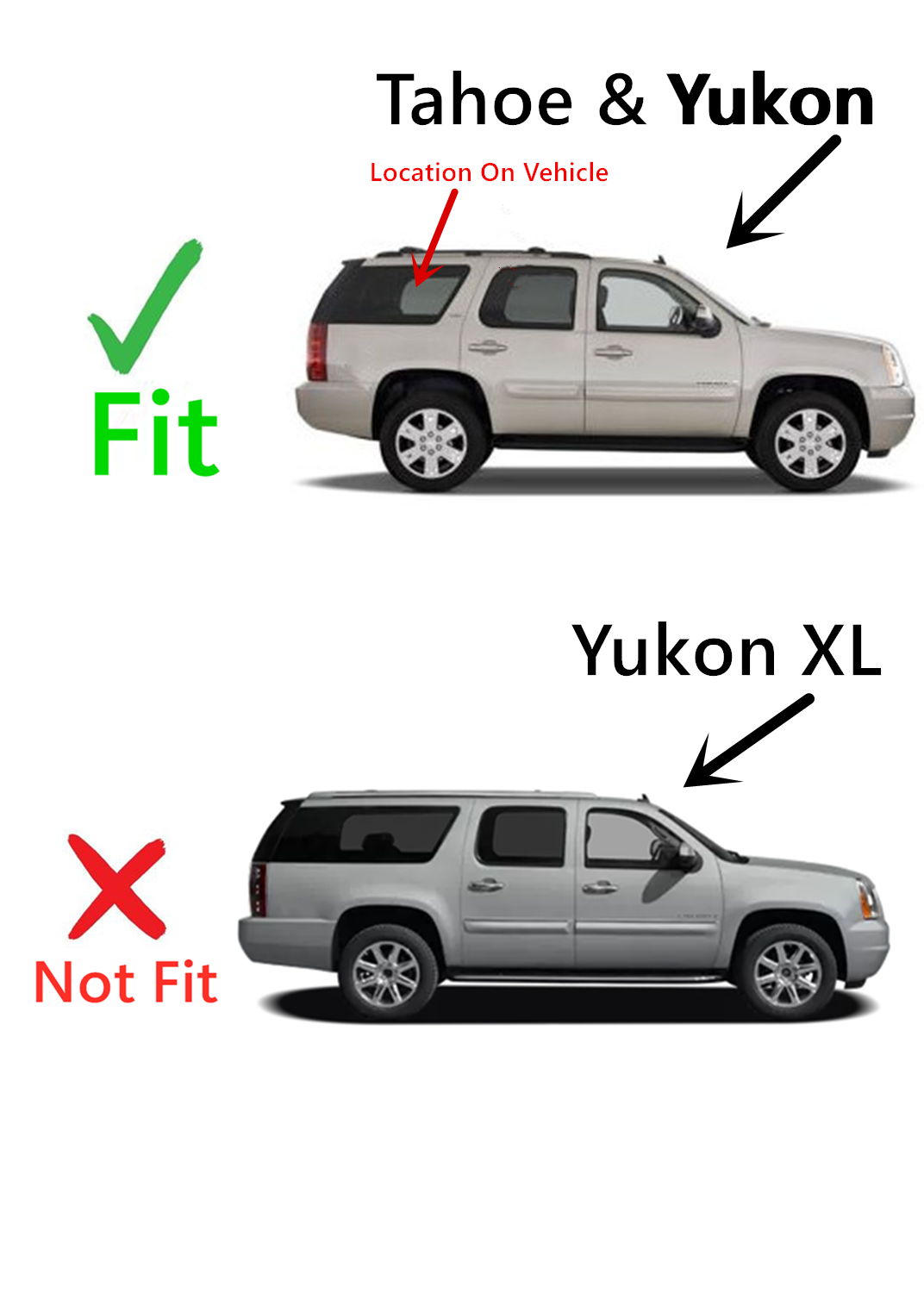 Passenger Right Side Rear Quarter Glass Quarter Window Compatible with Chevrolet Tahoe/GMC Yukon /Yukon Denali 2007-2010 Models