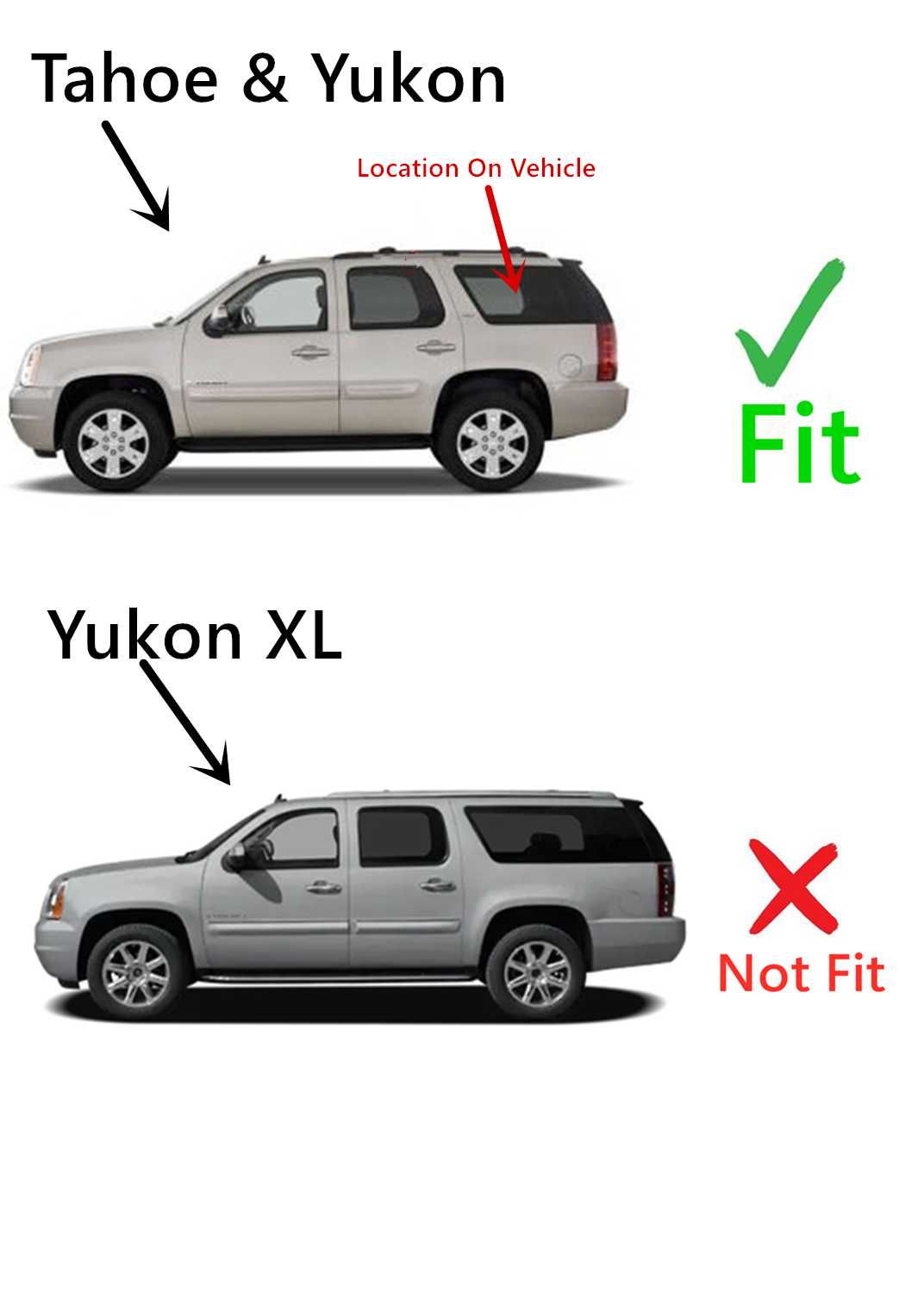 Driver Left Side Rear Quarter Glass Quarter Window Compatible with Chevrolet Tahoe/GMC Yukon /Yukon Denali 2007-2014 Models