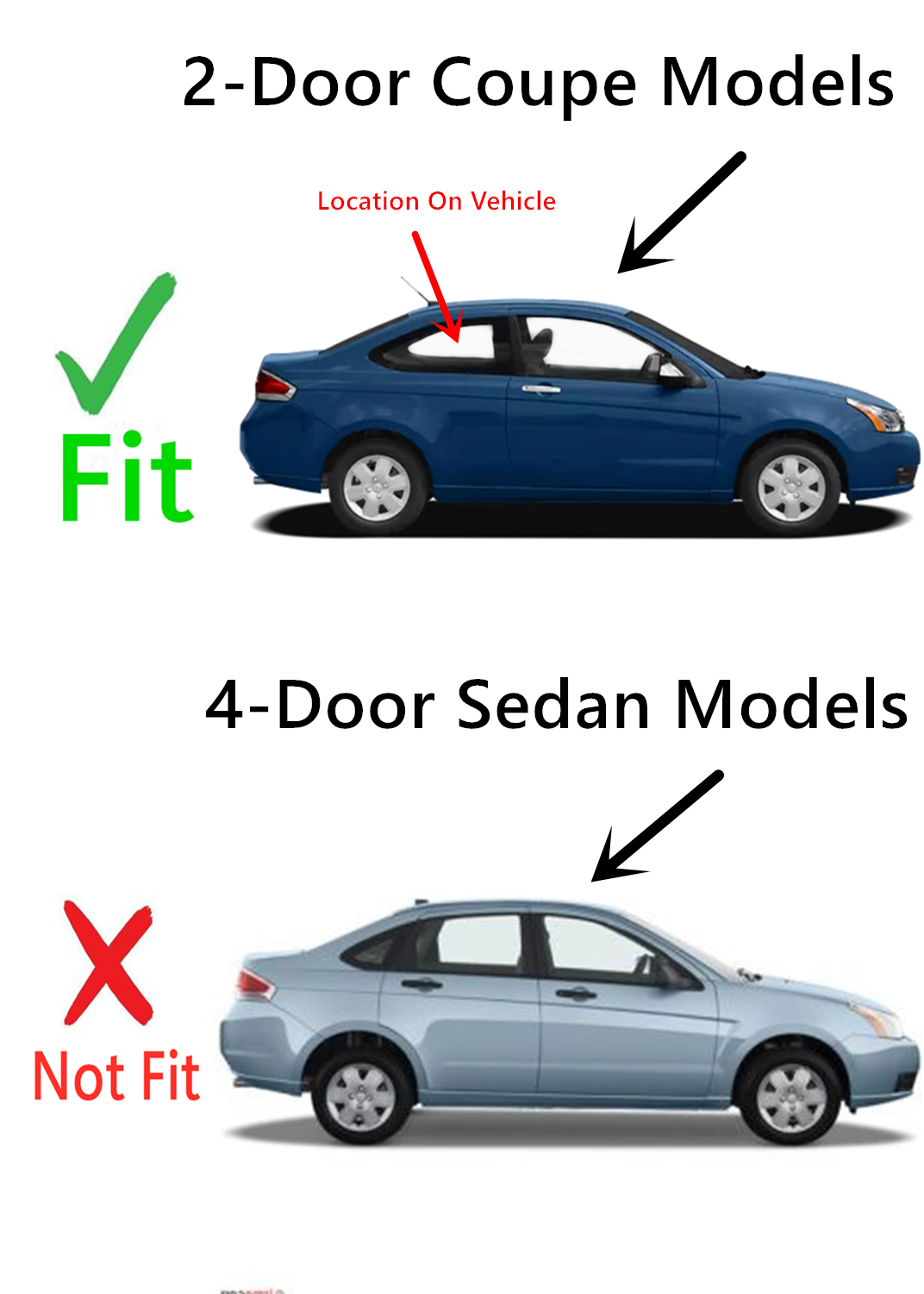 Passenger Right Side Rear Quarter Glass Quarter Window Compatible with Ford Focus 2-Door Coupe 2008-2011 Models