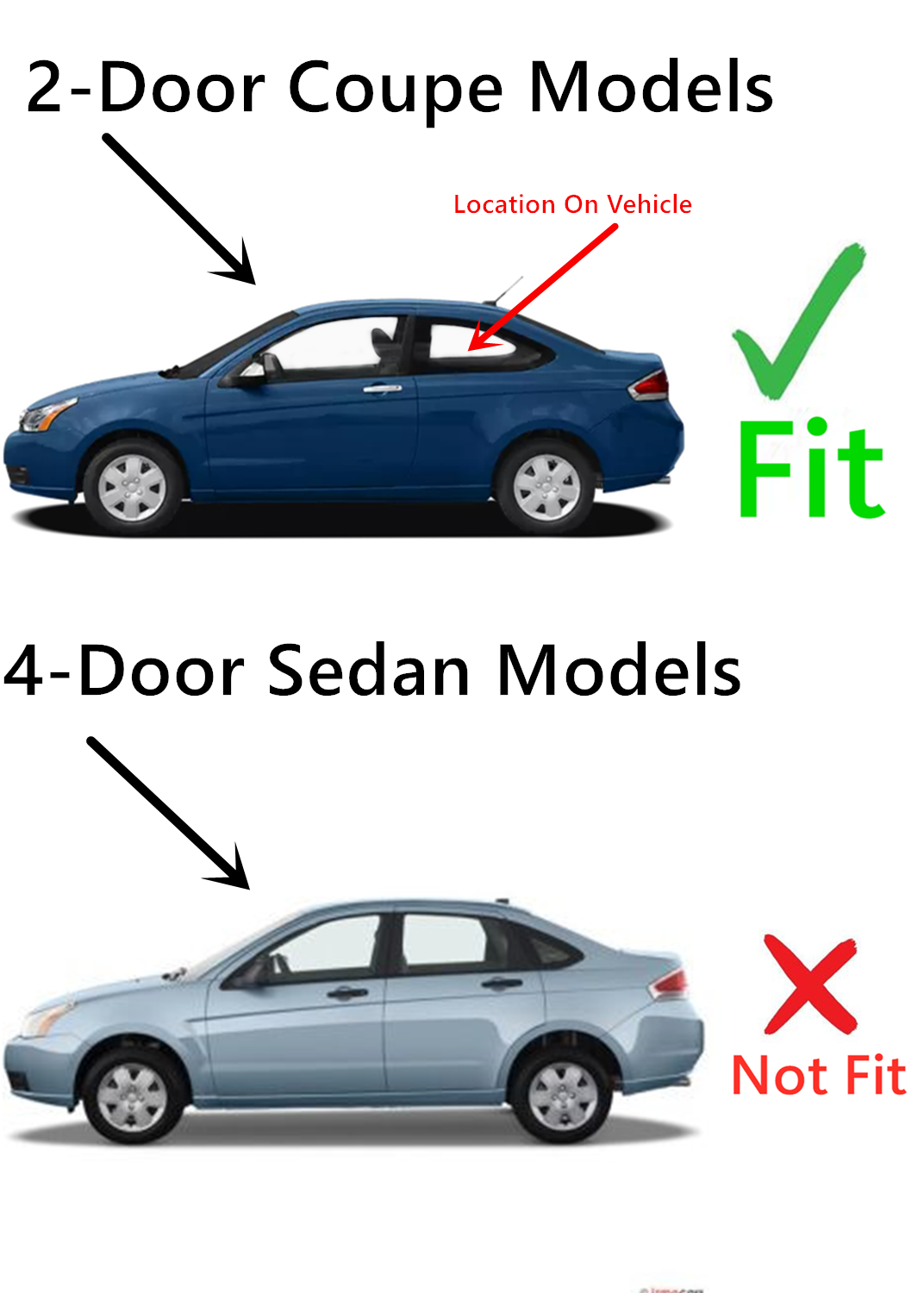 Driver Left Side Rear Quarter Glass Quarter Window Compatible with Ford Focus 2-Door Coupe 2008-2011 Models