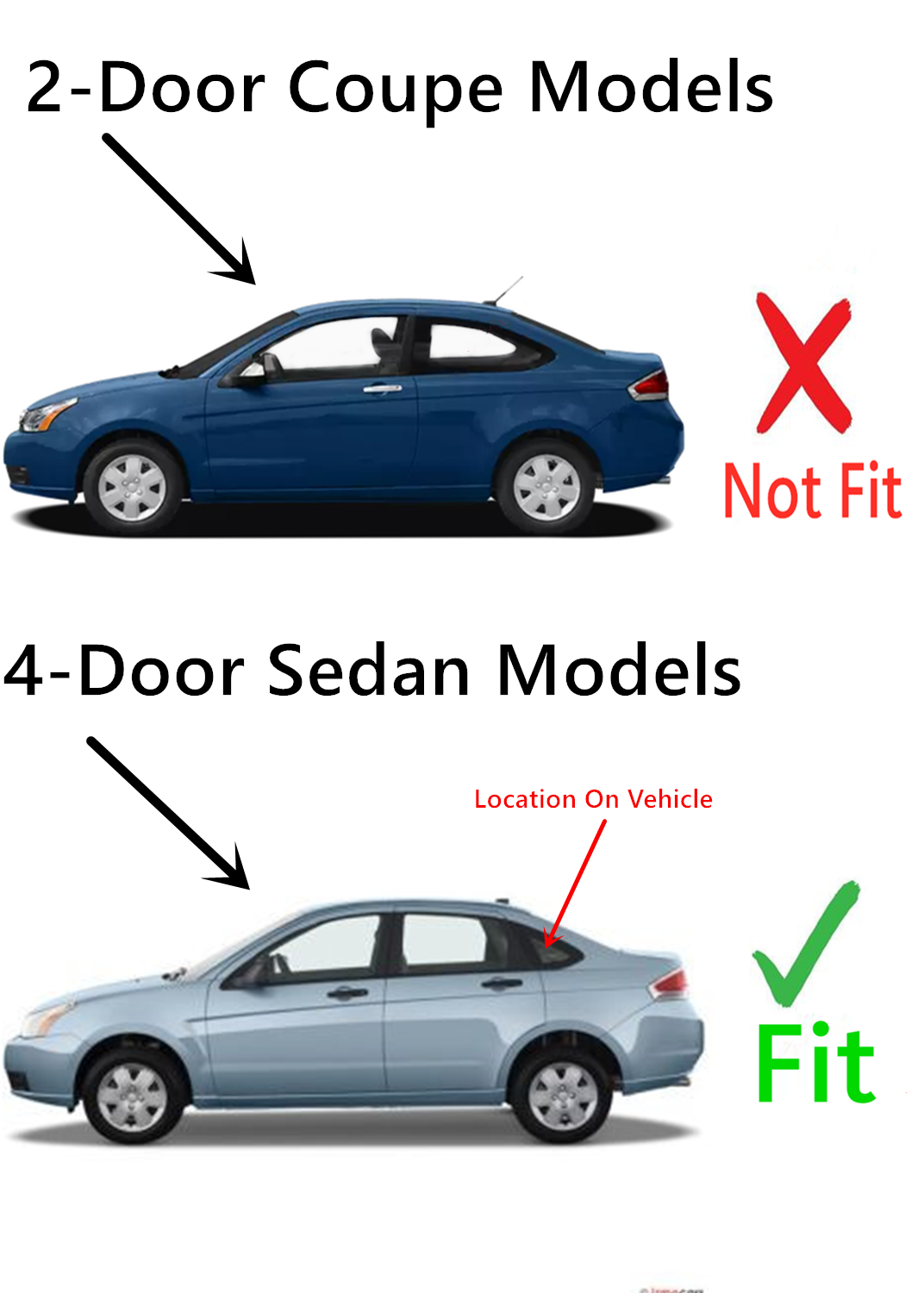 OE Driver Left Side Rear Quarter Glass Quarter Window Compatible with Ford Focus 4 Door Sedan 2008-2011 Models