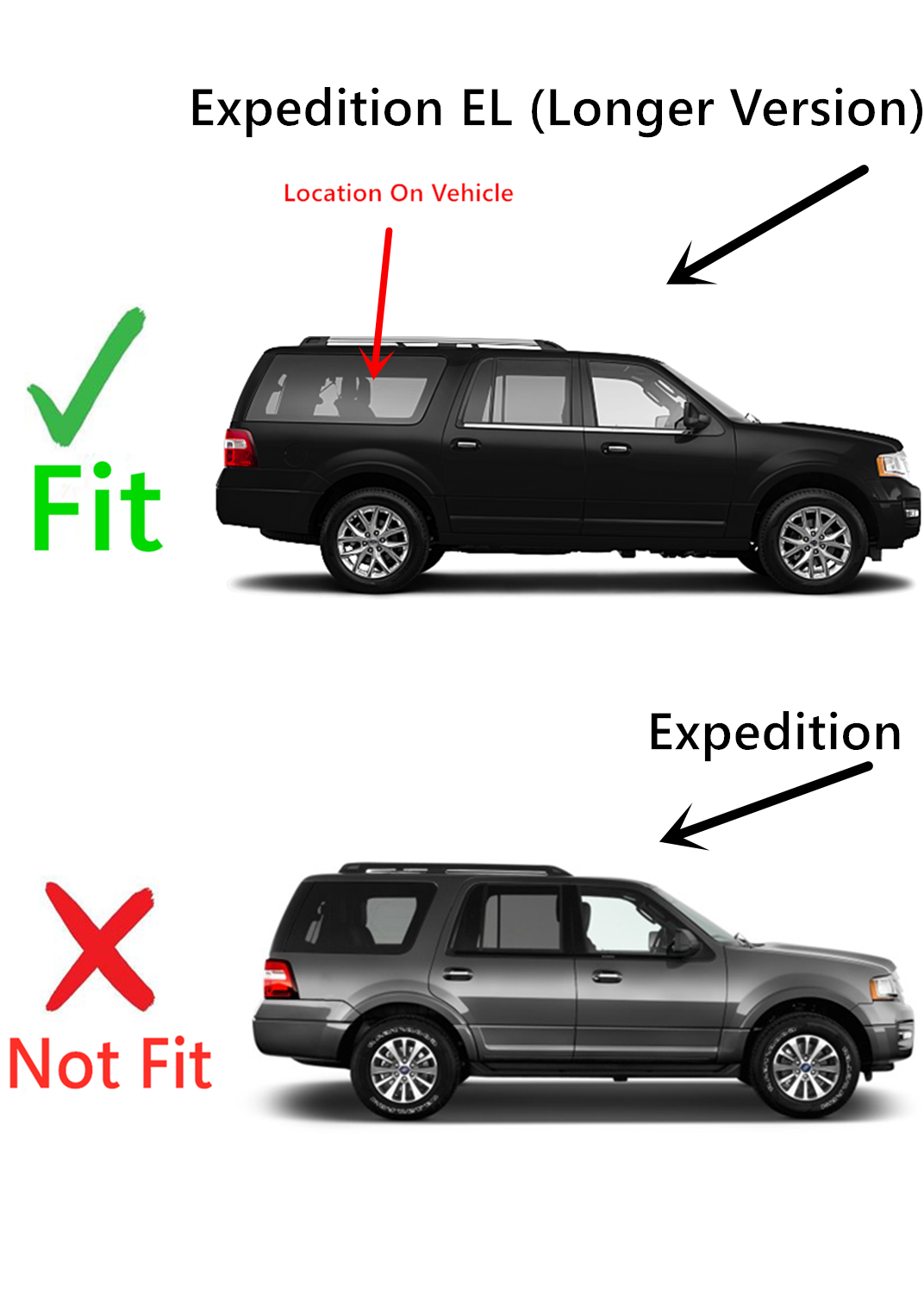 Stationary Passenger Right Side Quarter Window Quarter Glass Compatible with Ford Expedition EL Long Wheel Base 2008-2017 Models Glass Only