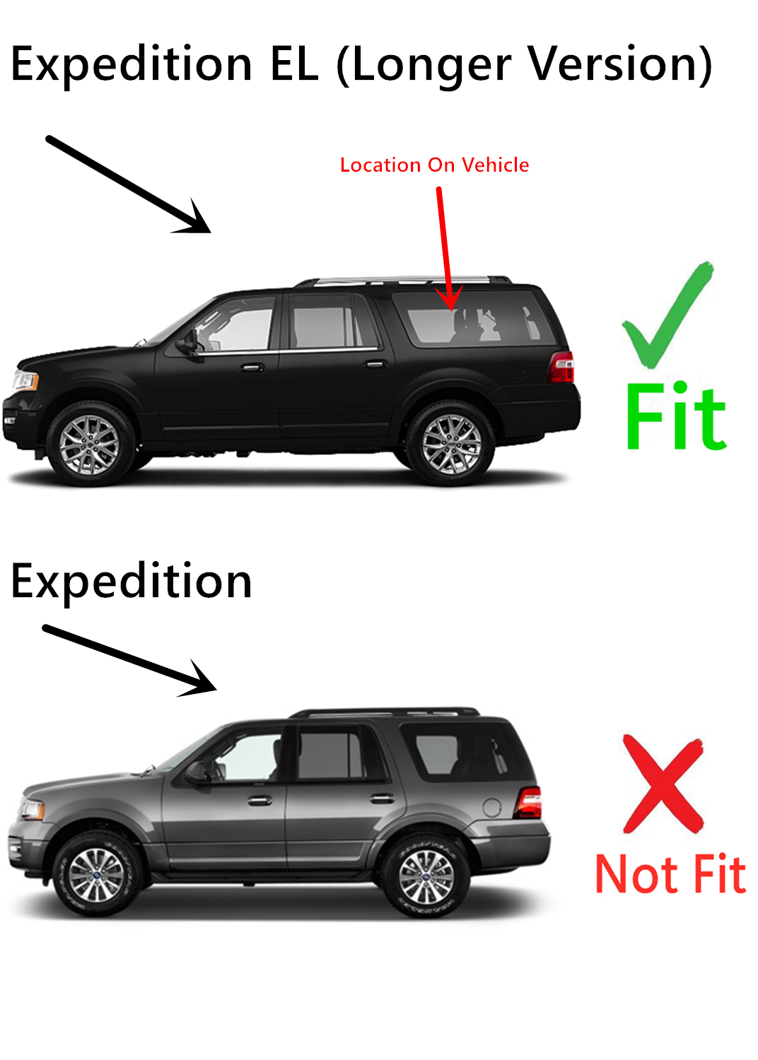 Stationary Driver Left Side Quarter Window Quarter Glass Compatible with Ford Expedition EL Long Wheel Base 2008-2017 Models