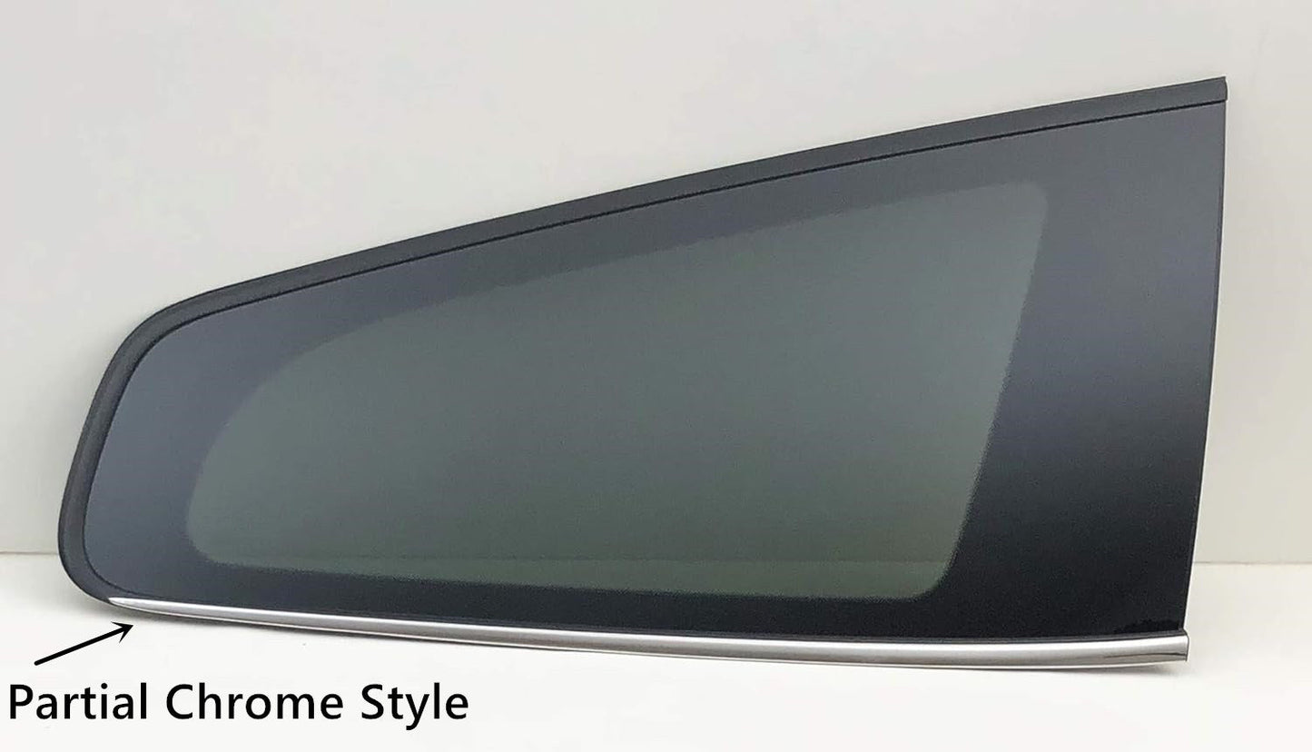 Partial Chrome Style Passenger Right Side Rear Quarter Window Quarter Glass Compatible with Chevrolet Traverse 2009-2017 Models