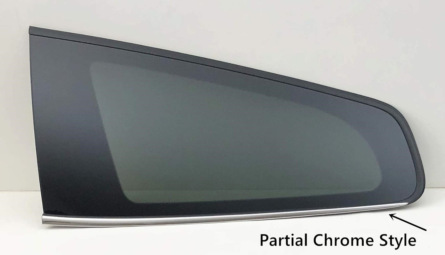 Partial Chrome Style Driver Left Side Rear Quarter Window Quarter Glass Compatible with Chevrolet Traverse 2009-2017 Models