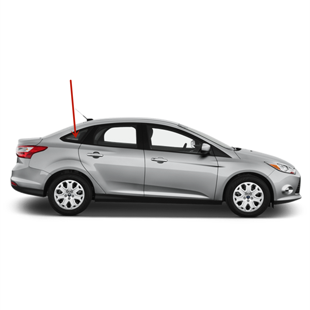 OE Black Moulding Passenger Right Side Rear Quarter Window Quarter Glass Compatible with Ford Focus 4 Door Sedan 2012-2018 Models