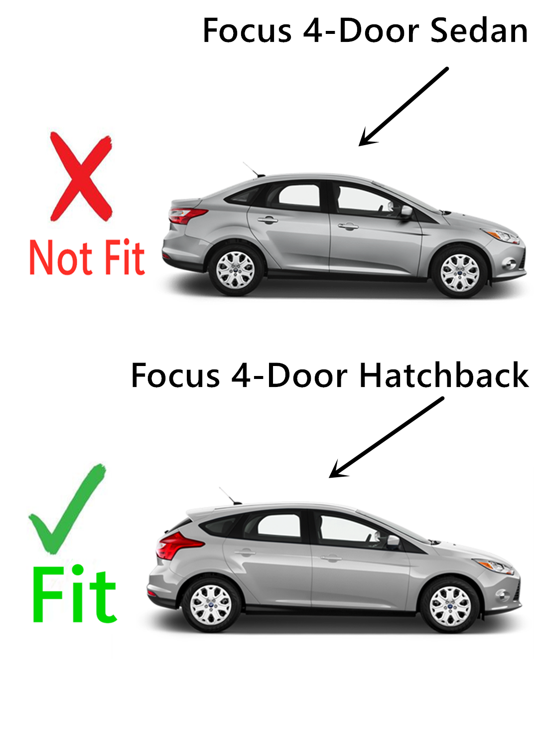 Black Moulding Style Passenger Right Side Quarter Window Quarter Glass Compatible with Ford Focus/Focus Rally Sport 4-Door Hatchback 2012-2018 Models