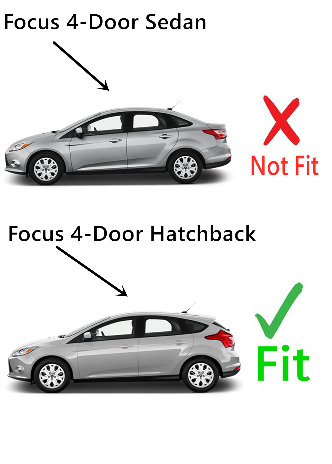 Black Moulding Style Driver Left Side Quarter Window Quarter Glass Compatible with Ford Focus/Focus Rally Sport 4-Door Hatchback 2012-2018 Models