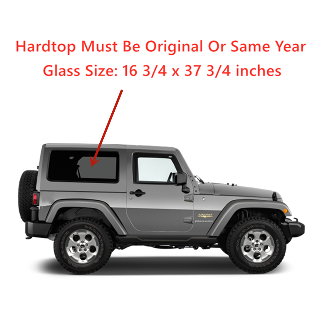 Passenger Right Side Quarter Window Quarter Glass Compatible with Jeep Wrangler 2011-2017 / Wrangler JK  2018 2-Door Utility Models