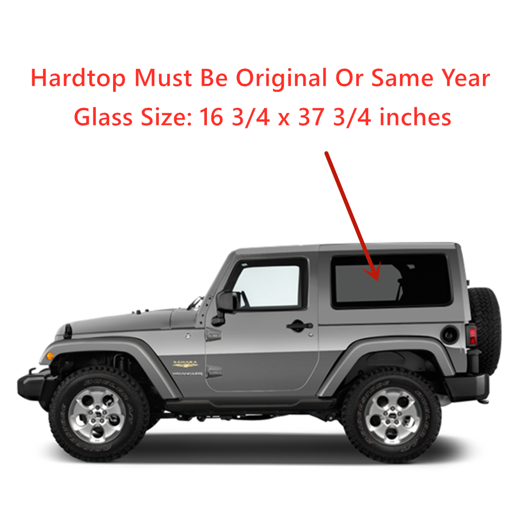 Driver Left Side Quarter Window Quarter Glass Compatible with Jeep Wrangler 2011-2017 / Wrangler JK  2018 2-Door Utility Models