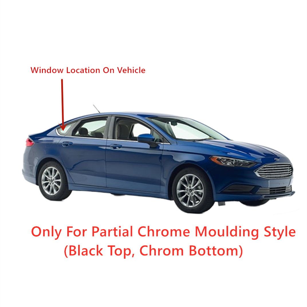Chrome Moulding Passenger Right Side Quarter Window Quarter Glass Compatible with Ford Fusion 2013-2020 Models