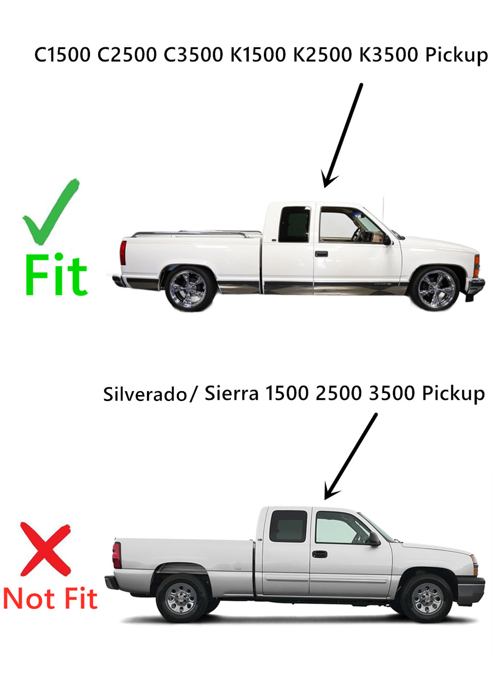 Movable Passenger Right Side Quarter Window Quarter Glass Complete Set Compatible with Chevrolet/GMC Pickup C1500 K1500 1988-1999 / C2500 K2500 C3500 K3500 1988-2000 2 Dr Extended Cab Models