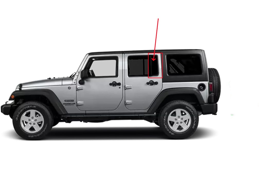 OEM Driver Left Side Rear Vent Window Vent Glass Compatible with Jeep Wrangler 4 Door Utility 2008-2017 Models/Wrangler JK 4 Door Utility 2018 Models