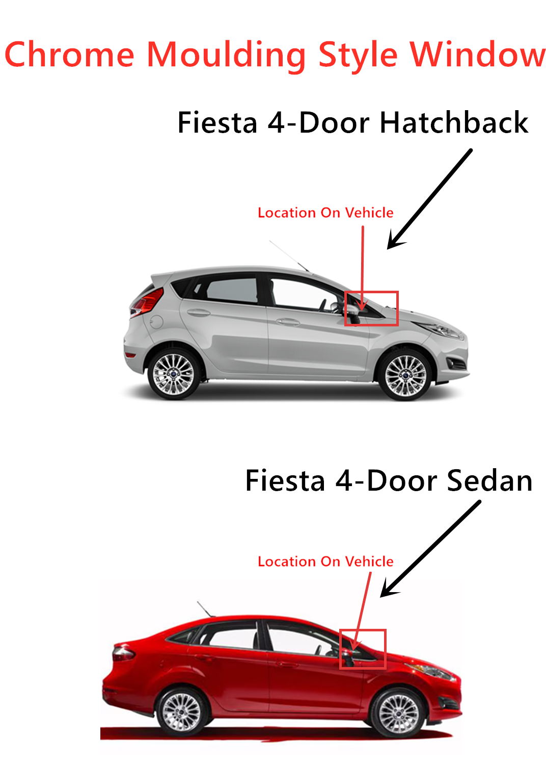 OE Chrome Moulding Style Passenger Right Side Front Vent Window Vent Glass Compatible with Ford Fiesta 2011-2019 Models
