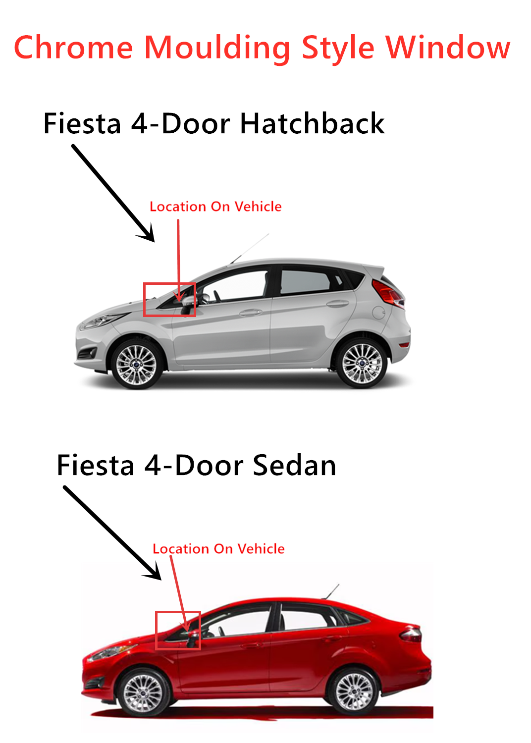 OEM Chrome Moulding Style Driver Left Side Front Vent Window Vent Glass Compatible with Ford Fiesta 2011-2019 Models