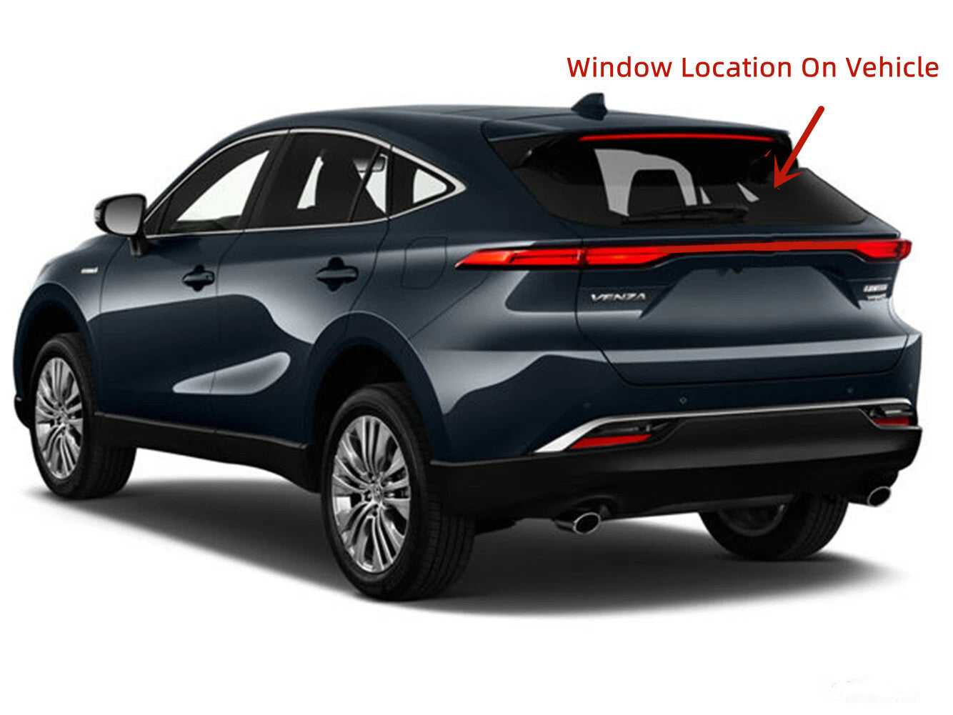 Heated Rear Back Window Back Glass with Antenna/Video Display Mirror Features Compatible with Toyota Venza 2021-2024 Models