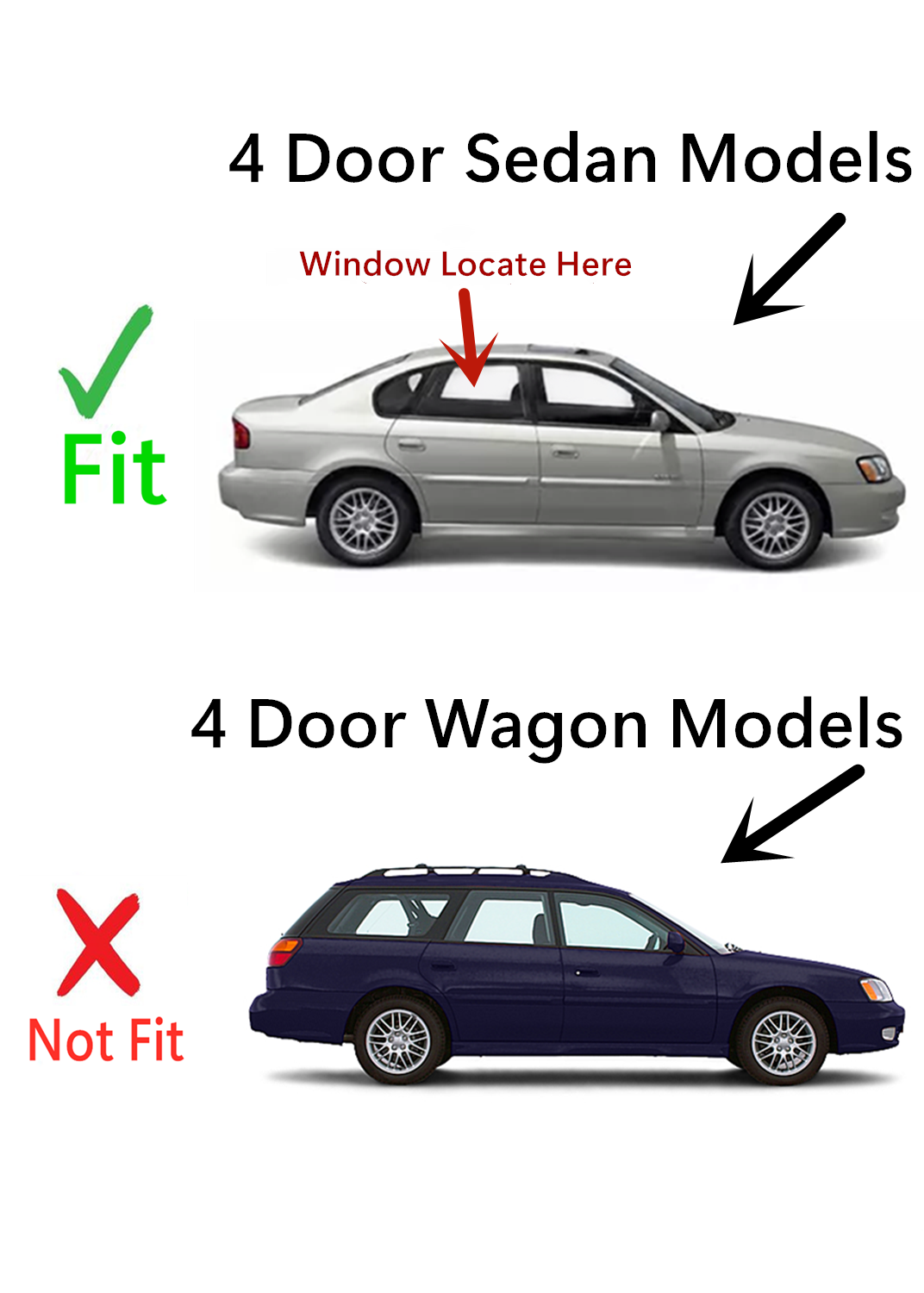 Passenger Right Side Rear Door Window Door Glass Compatible with Subaru Legacy / Outback 4 Door Sedan 2000-2004 Models