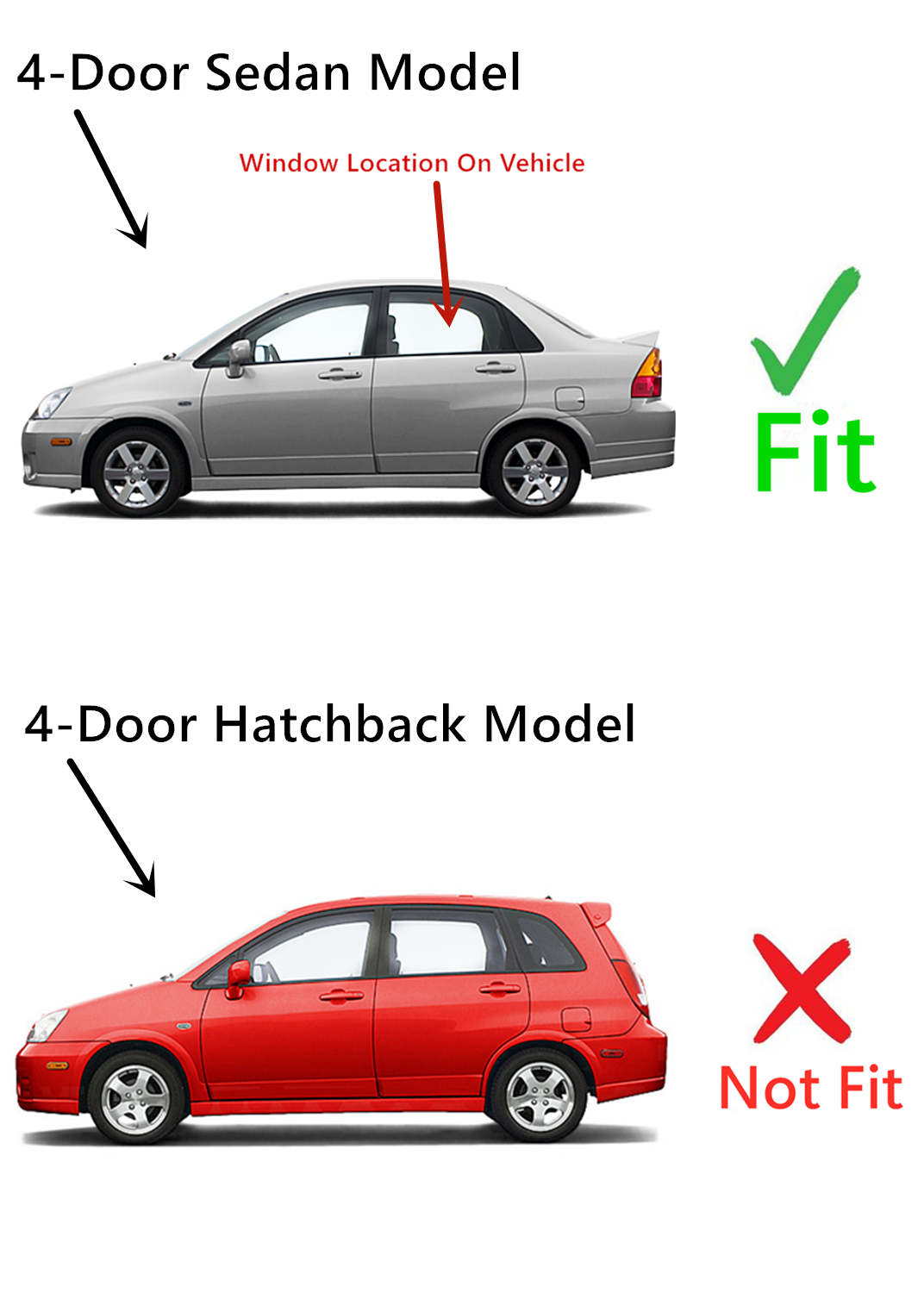 Driver Left Side Rear Door Window Door Glass Compatible with Suzuki Aerio 4 Door Sedan 2002-2007