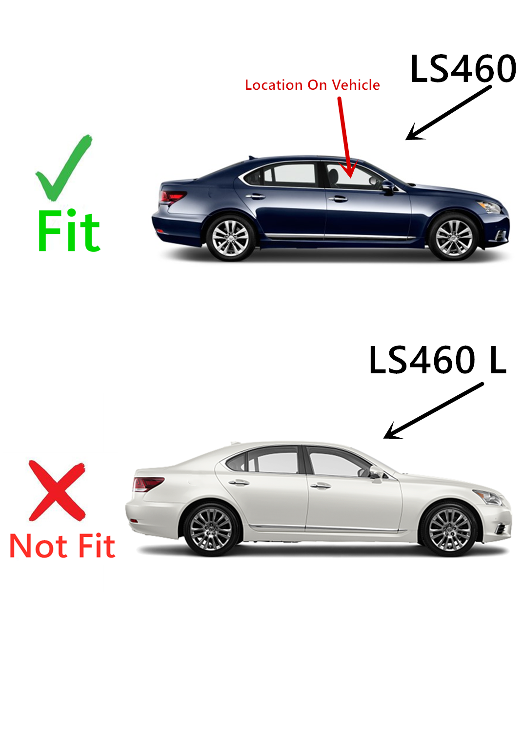 Passenger Right Side Front Door Window Door Glass Compatible with Lexus LS460 2007-2017 Models (Not For LS460 L)