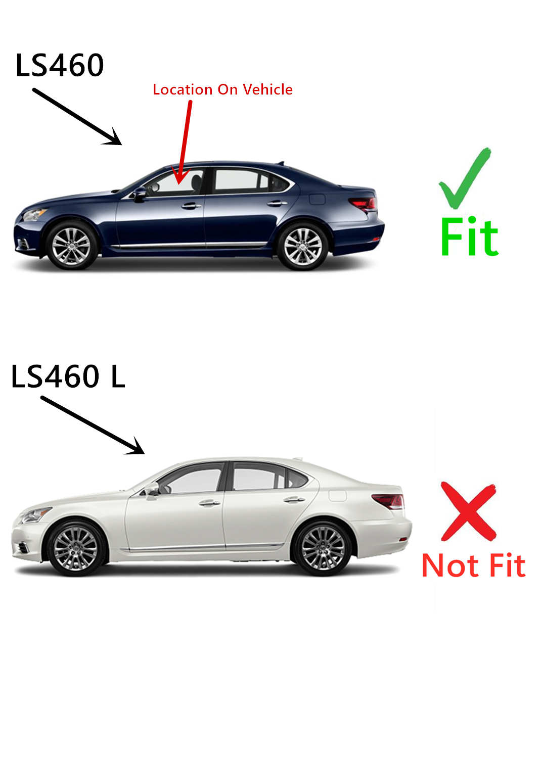 Driver Left Side Front Door Window Door Glass Compatible with Lexus LS460 2007-2017 Models (Not For LS460 L)