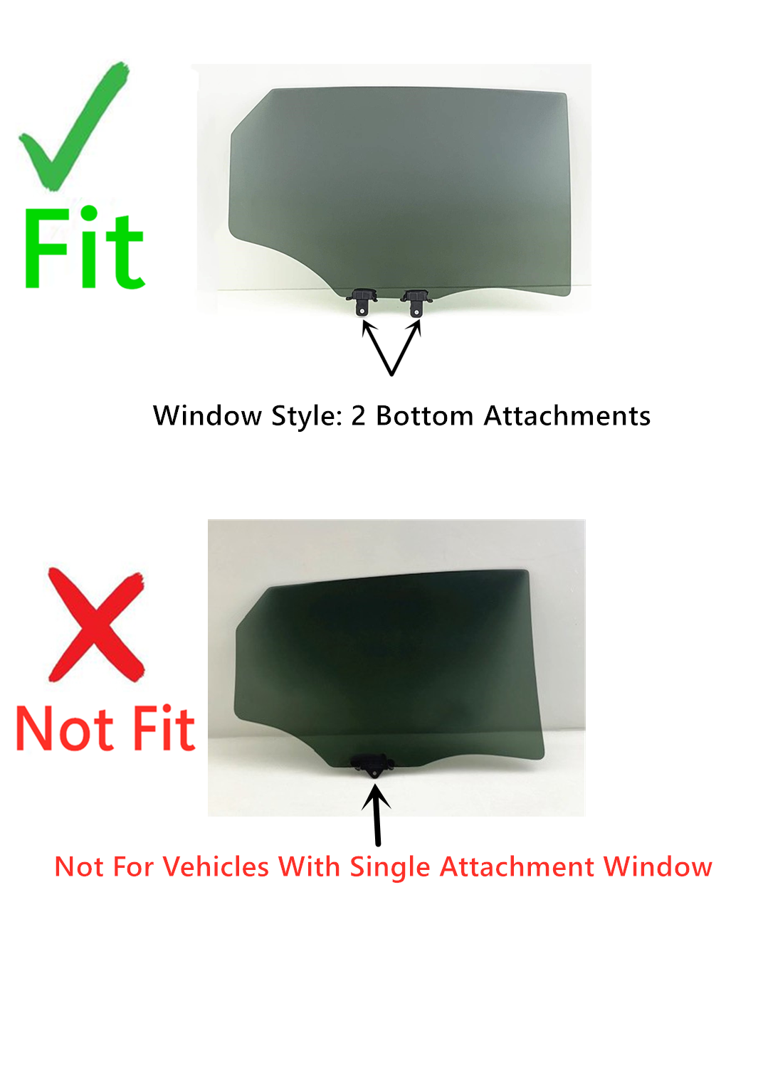 Passenger Right Side Rear Door Window Door Glass Compatible with Hyundai Tucson 2010-2015 Models