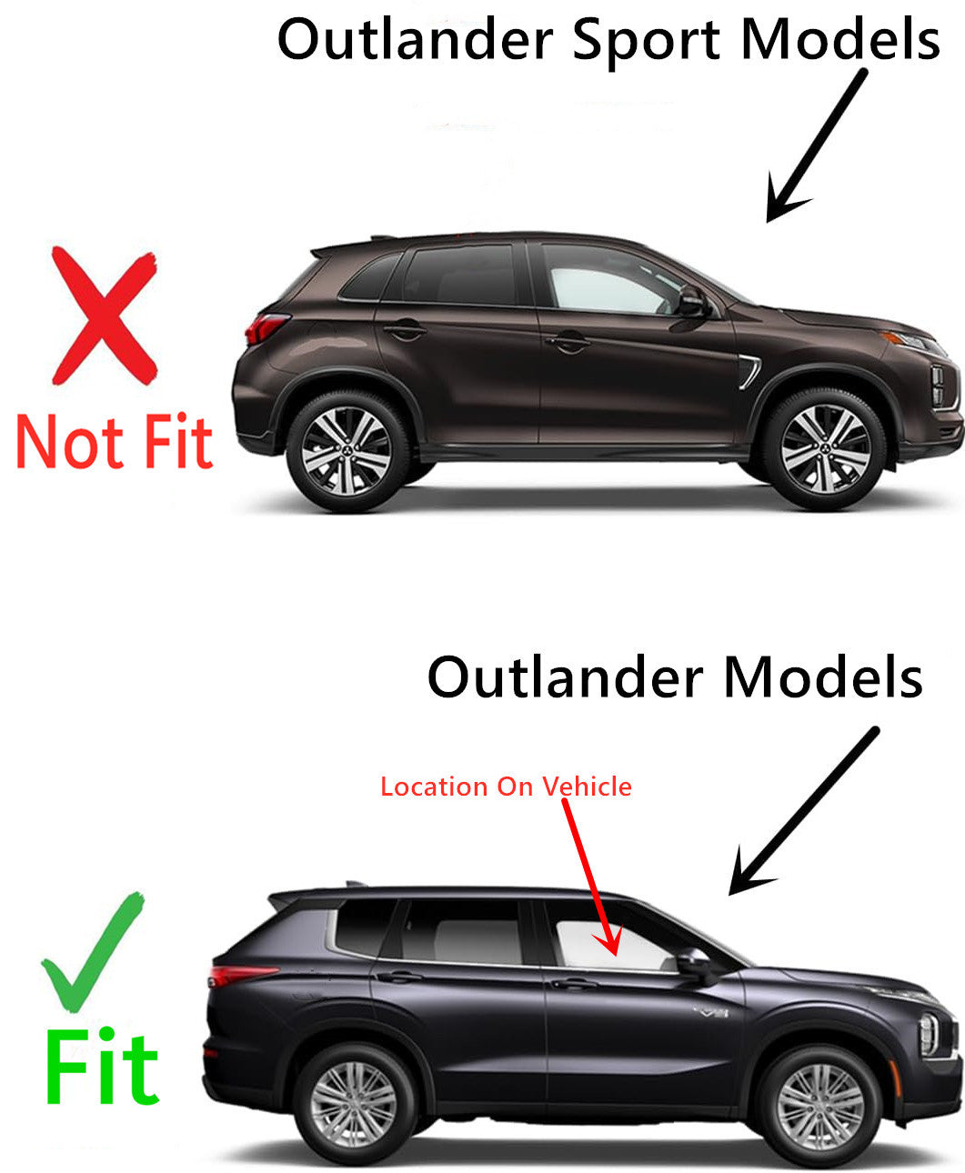 Passenger Right Side Front Door Window Door Glass Compatible with Mitsubishi Outlander 2014-2021 Models