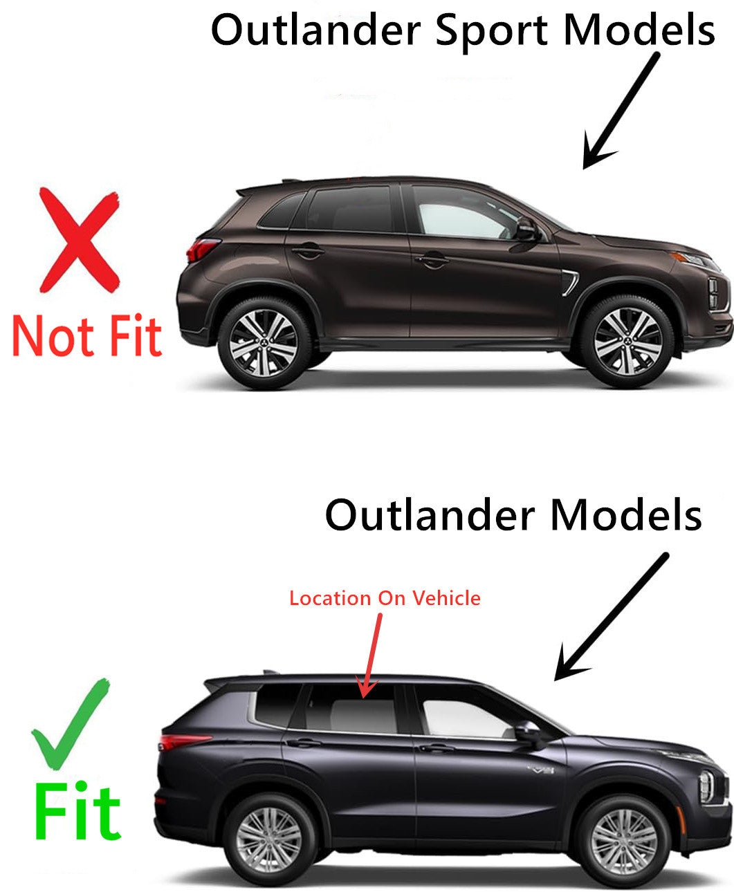 Passenger Right Side Rear Door Window Door Glass Compatible with Mitsubishi Outlander 2014-2021 Models